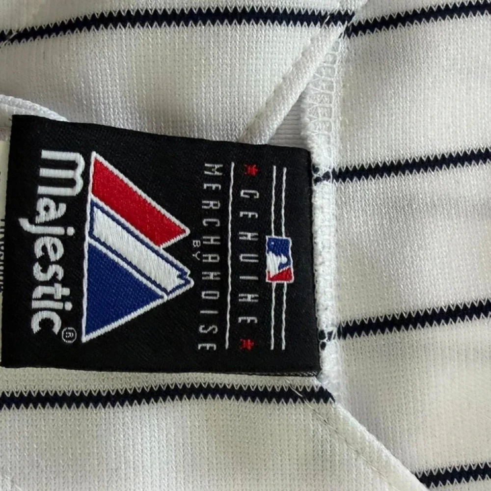 Majestic New York Yankees Mark Teixeira 25 Pinstripe MLB Baseball Jersey White - Picture 8 of 8